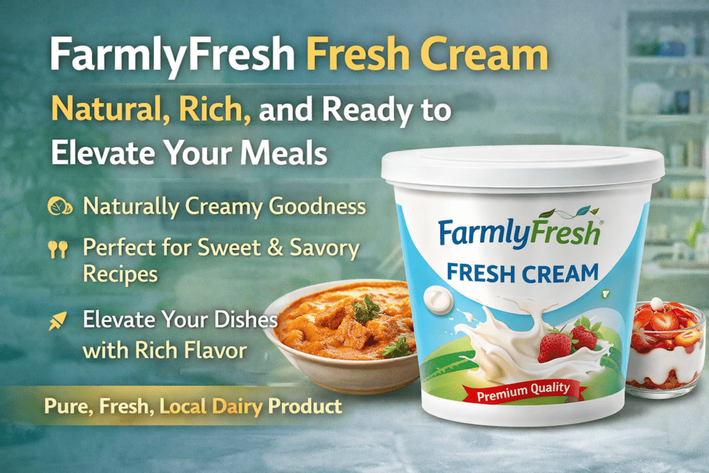 FarmlyFresh Fresh Cream – Naturally Creamy and Rich, Perfect for Sweet and Savory Recipes